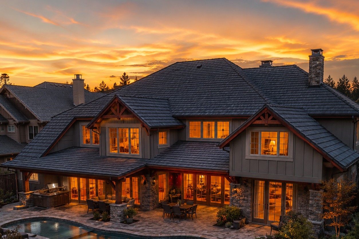 Premium home at sunset — the kind of client a Landed Letter campaign targets.